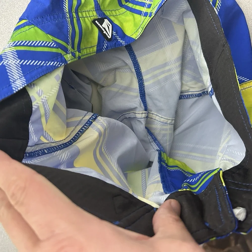Volcom 4 Way Swim Trunks Men‎ Board Shorts Surf Skater Blue Green Pattern 28